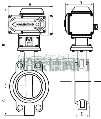 电动蝶阀尺寸图哈蒙德阀门