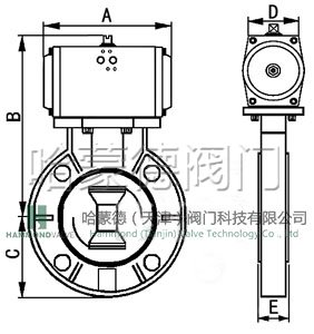 气动UPVC蝶阀尺寸图