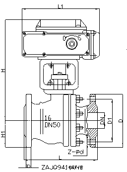 ZAJQ型电动二通调节球阀安装尺寸