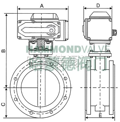 电动不锈钢法兰蝶阀尺寸图