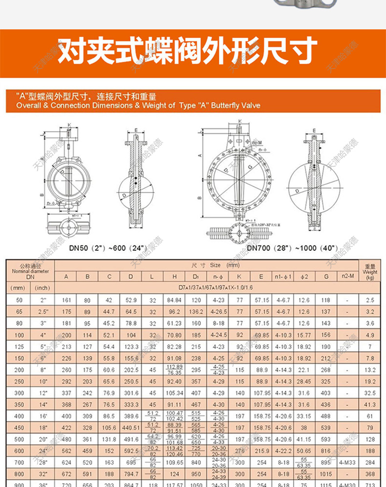 哈蒙德D671X-10P硅胶不锈钢对夹式气动蝶阀201/304DN50 65 80 100 125 150.jpg