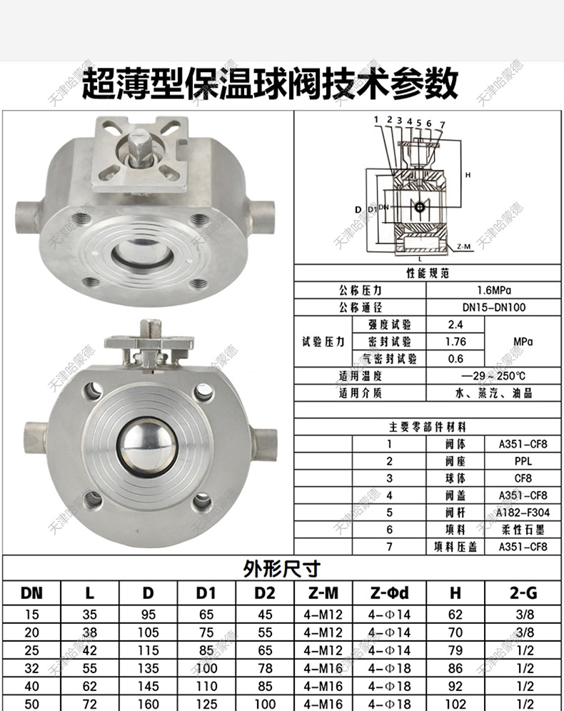 哈蒙德BQ671F-16P气动保温球阀夹套保温阀304不锈钢超薄蒸汽高温意式导热油.jpg