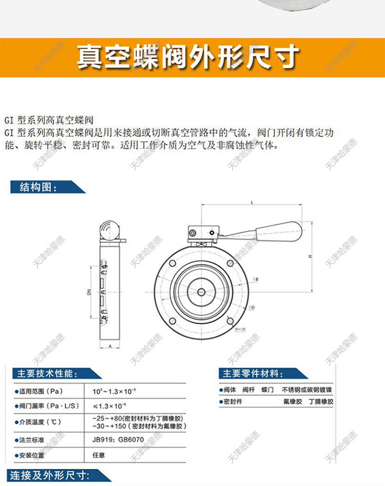 哈蒙德GIQ气动高真空蝶阀负压干燥机不锈钢抽真空泵管道阀304碳钢.jpg