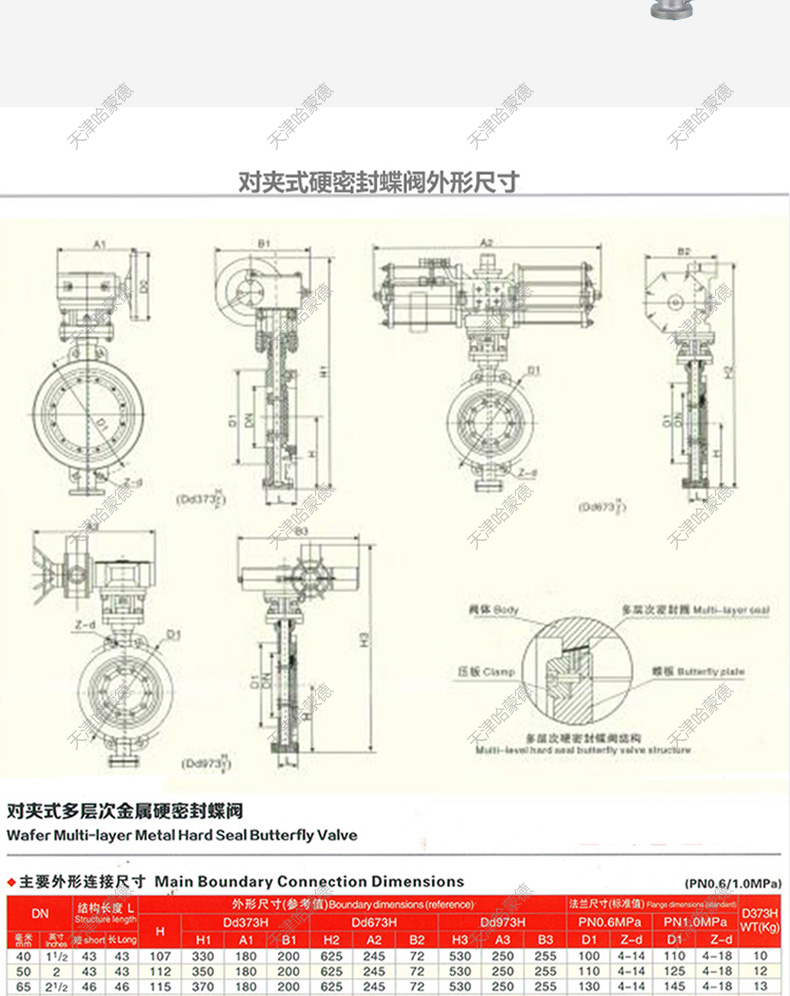 哈蒙德D673W-16P防爆型气动硬密封蝶阀304不锈钢三偏心对夹式高温蒸汽阀门.jpg