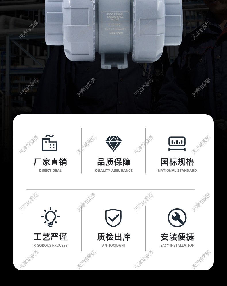 哈蒙德气动UQ621F-10Scpvc球阀活接油任高温pvc胶粘塑料开关阀门防爆调节阀.jpg