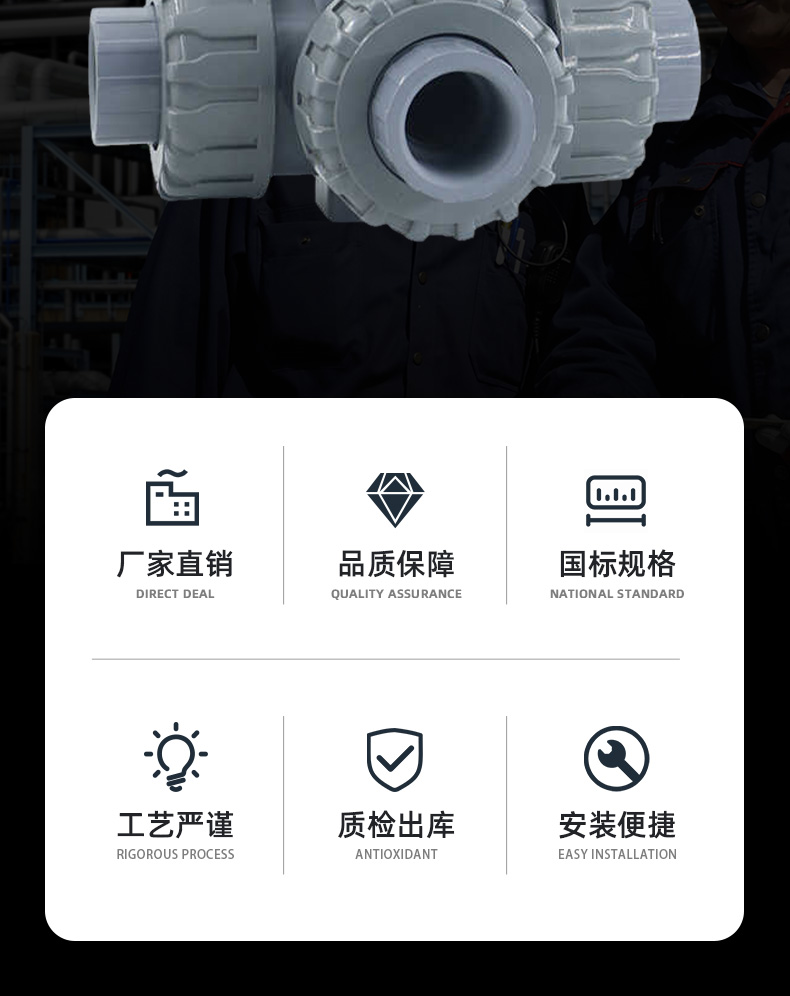哈蒙德UQ624/5F-10S CPVC气动三通球化工水管阀换向阀L型T型耐高温耐酸碱防腐蚀.jpg