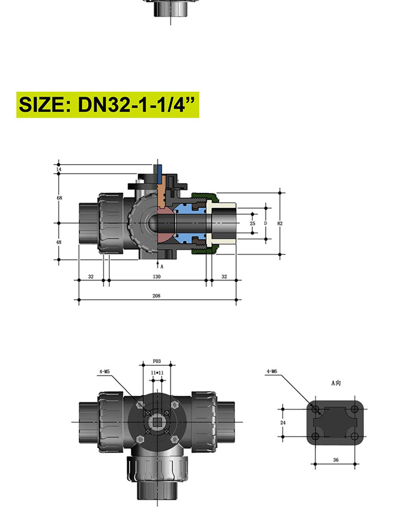 哈蒙德UQ624/5F-10S CPVC气动三通球化工水管阀换向阀L型T型耐高温耐酸碱防腐蚀.jpg