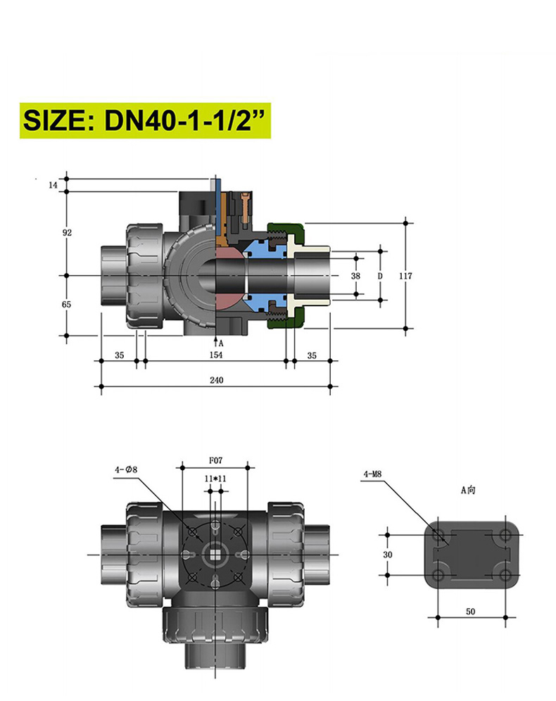 哈蒙德UQ624/5F-10S CPVC气动三通球化工水管阀换向阀L型T型耐高温耐酸碱防腐蚀.jpg