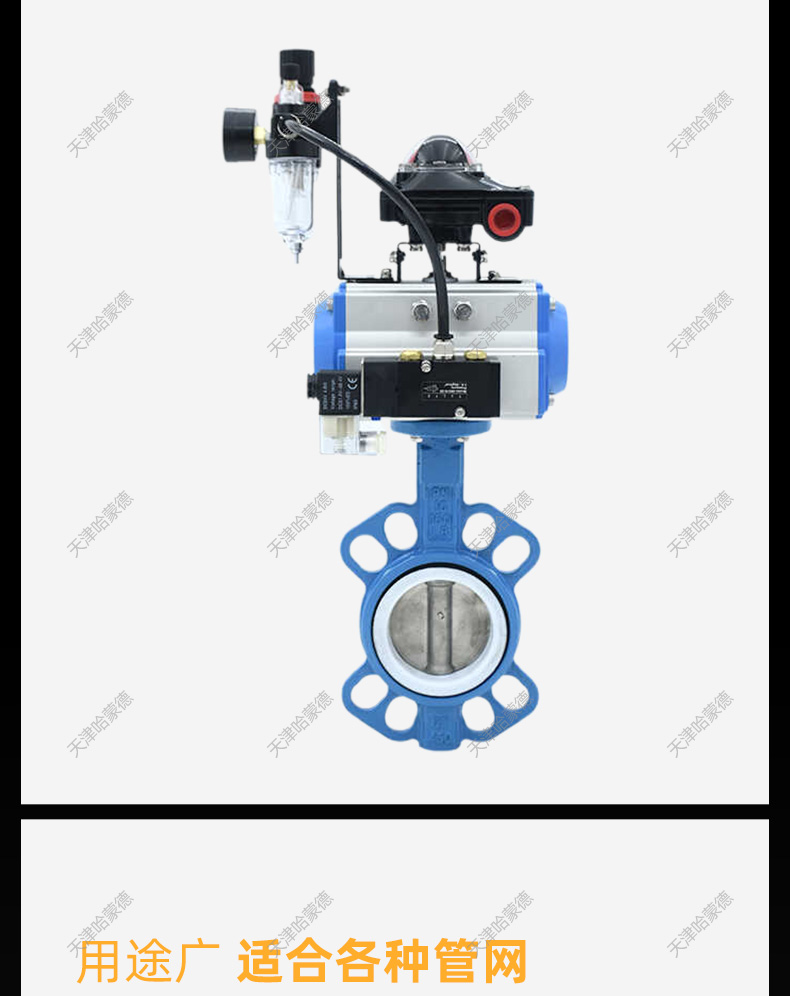 哈蒙德D671F-16Q气动对夹四氟蝶阀304板PTFE密封dn5065 80 100 125 150 200.jpg