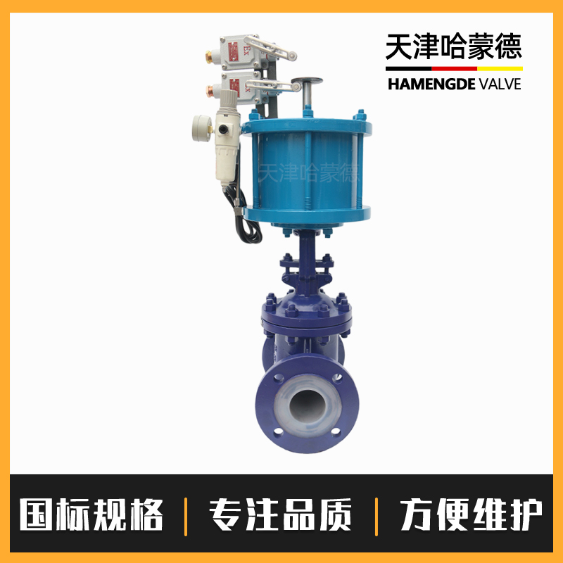 哈蒙德气动衬四氟铸钢法兰闸阀化工防腐耐酸碱腐蚀防爆Z641F4616