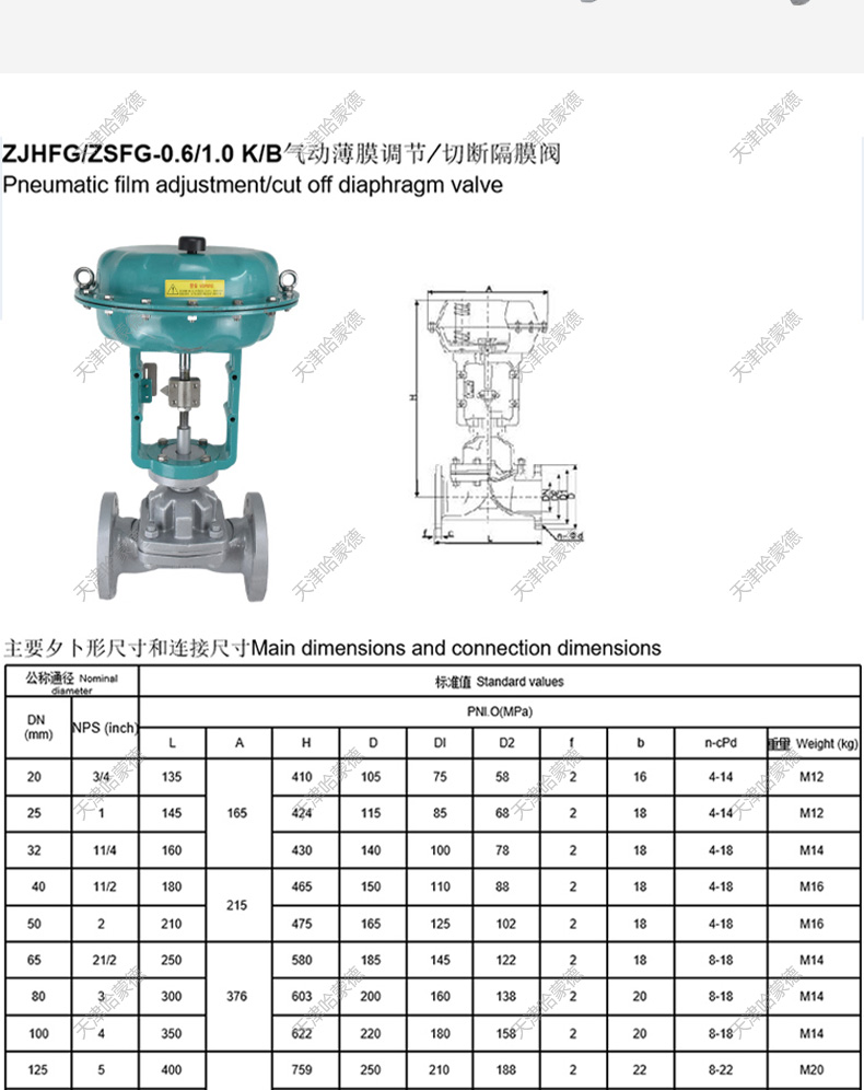 哈蒙德气动薄膜衬氟衬四氟隔膜阀铸钢碳钢比例调节阀G641F4616C.jpg