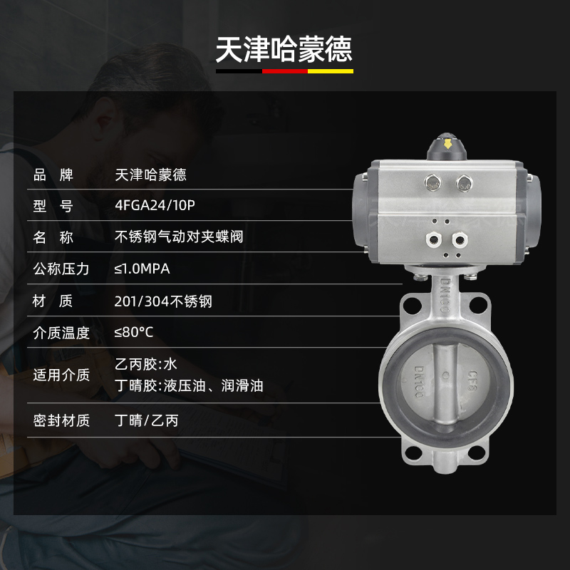 哈蒙德SD671X-16P防爆型带手操手动手轮机构软密封不锈钢对夹式气动蝶阀开关