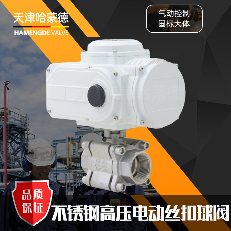 哈蒙德Q911F40P/64P高压304/316不锈钢三片式内螺纹电动丝扣球阀