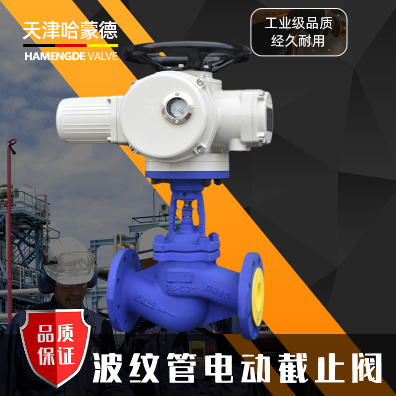 哈蒙德电动波纹管截止阀WJ941W16C高温导热油蒸汽防爆开关调节