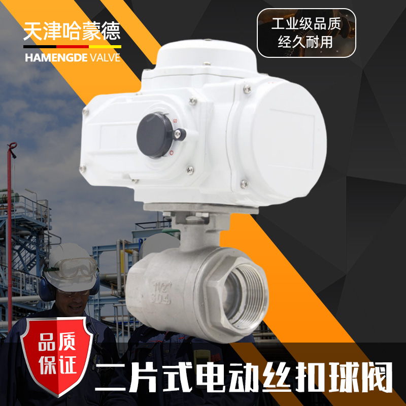 哈蒙德Q911F电动二片式丝扣球阀不锈钢2两片式内螺纹开关阀220V DC24V