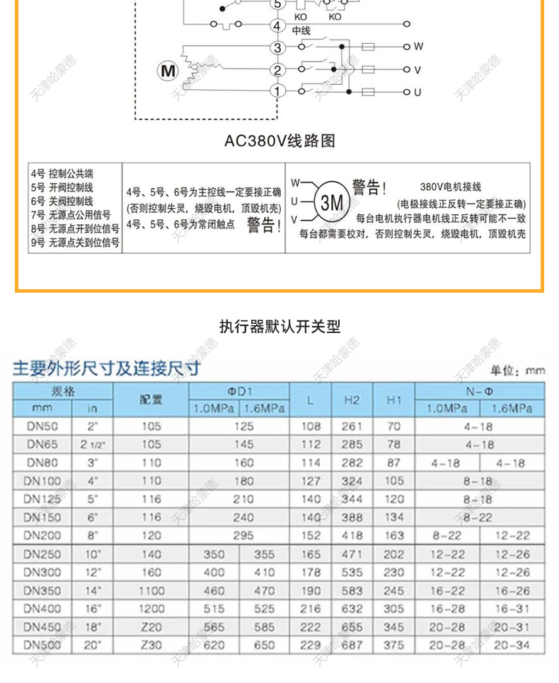 哈蒙德D941F-16P 304不锈钢电动四氟法兰蝶阀316防爆开关阀门FTFE衬氟密封圈.jpg