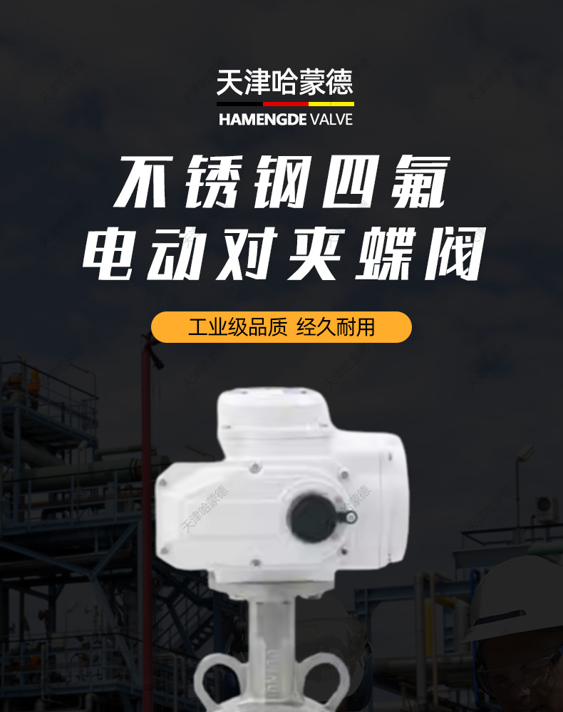 哈蒙德D971F-16P禁锌禁铜锂电池锂电不锈钢对夹式电动四氟蝶阀铁特氟龙阀门.jpg