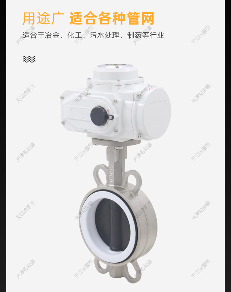 哈蒙德D971F-16P禁锌禁铜锂电池锂电不锈钢对夹式电动四氟蝶阀铁特氟龙阀门.jpg