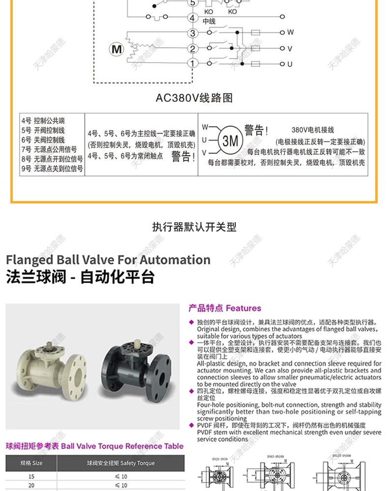哈蒙德Q941F-10S UPVC PVC CPVC FRPP PP电动法兰球阀塑料双法兰式开关阀门.jpg