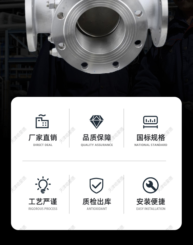 哈蒙德Q944/5F16P 304不锈钢法兰防爆电动三通球阀换向阀转向阀.jpg