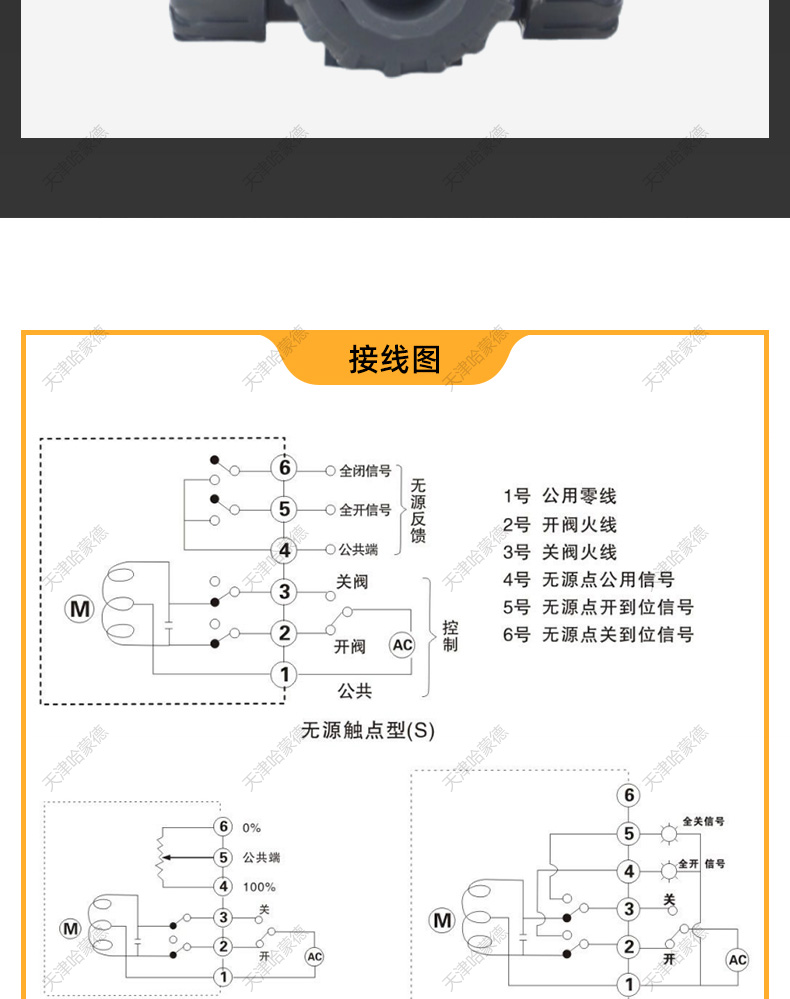 哈蒙德防爆U924/5F-10S UPVC电动三通球阀L/T型开关塑料PVC活接转向阀换向阀.jpg