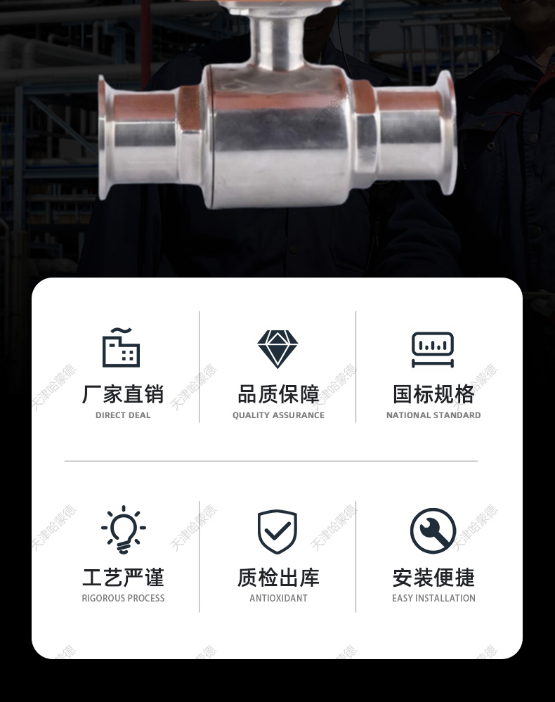 哈蒙德防爆Q914/5F-16P 304不锈钢快接电动球阀阀门卫生级Q981F快开卡箍式快装.jpg