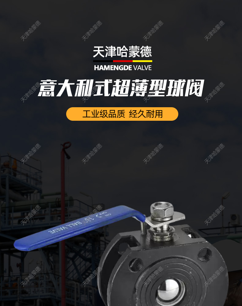 哈蒙德Q71F-16C铸钢对夹式法兰球阀薄型球阀意大利式手动阀门304不锈钢.jpg