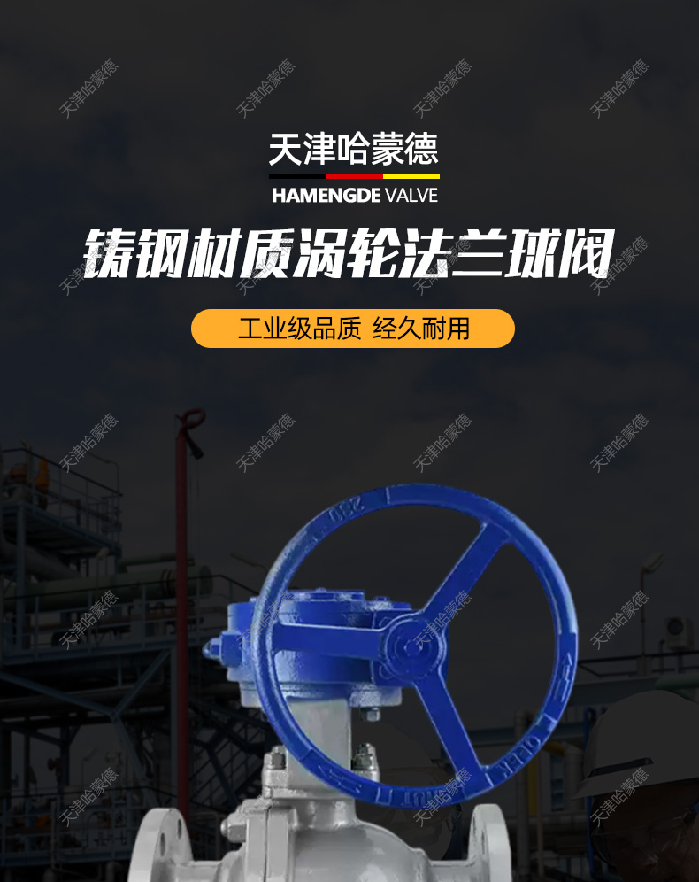 哈蒙德铸钢涡轮法兰球阀手动蜗杆碳钢Q341F16C高温蒸汽天然燃气.jpg