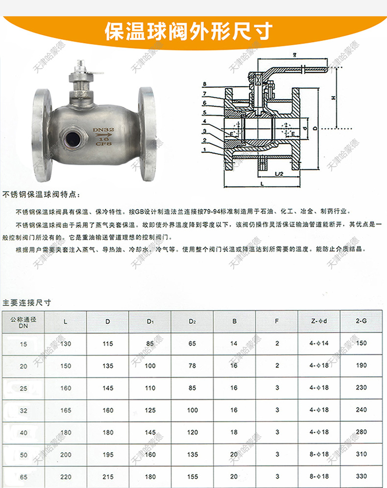 哈蒙德304不锈钢法兰硬密封夹套保温球阀BQ41H16P蒸汽导热油沥青.jpg