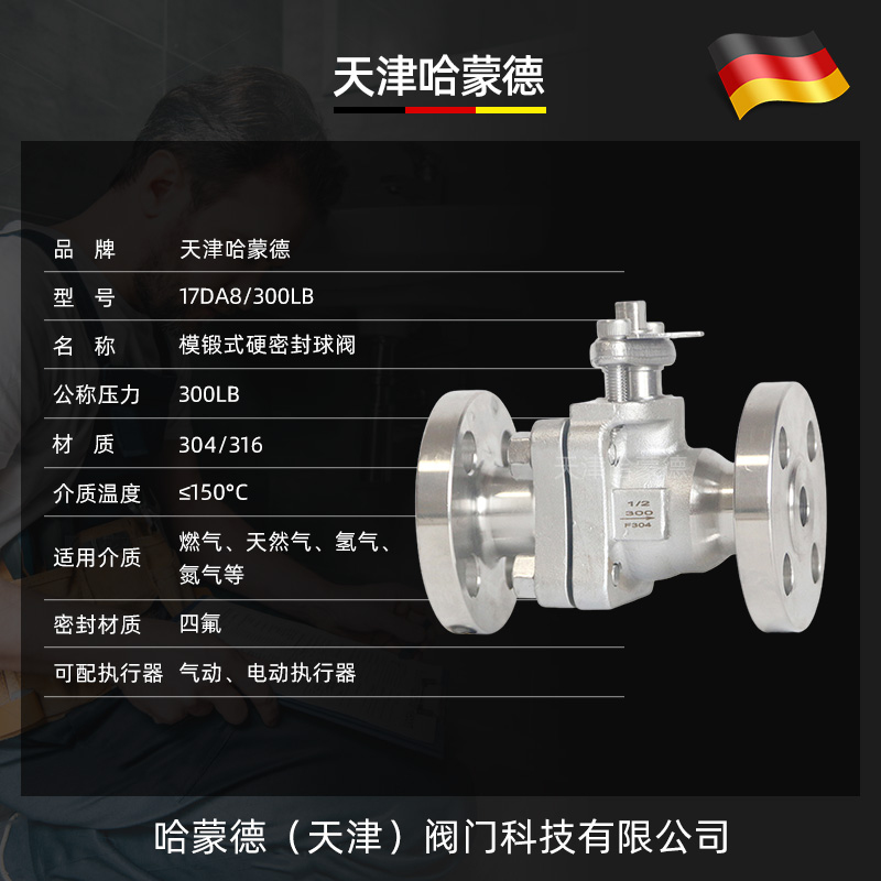 哈蒙德美标不锈钢模锻硬密封法兰球阀天然氢气氮气Q41H/Y/W300LB