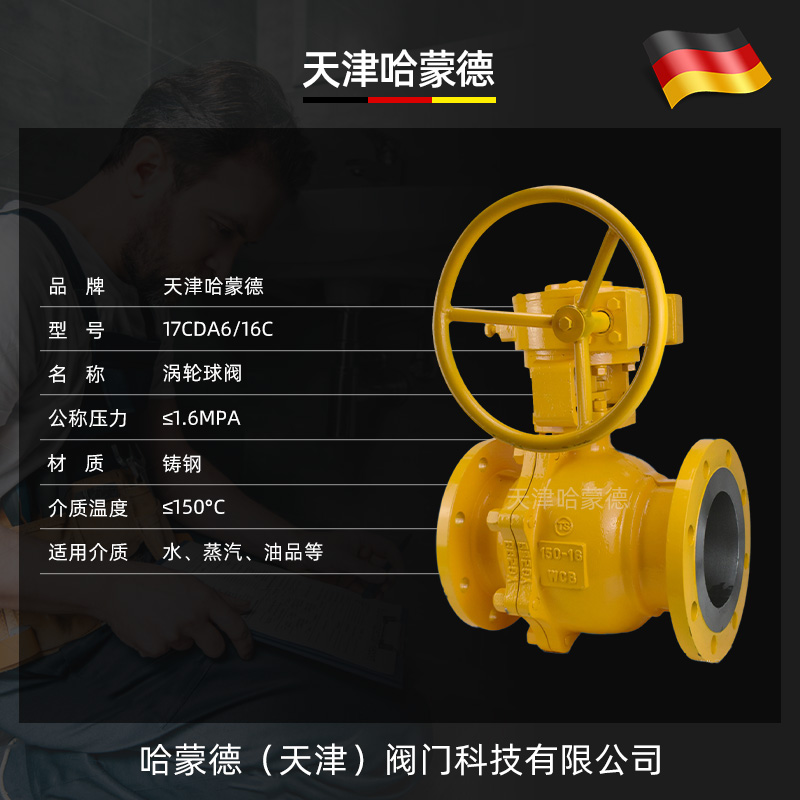 哈蒙德Q341F铸钢涡轮法兰天然气切断阀Q347石油液化气沼气氨球阀