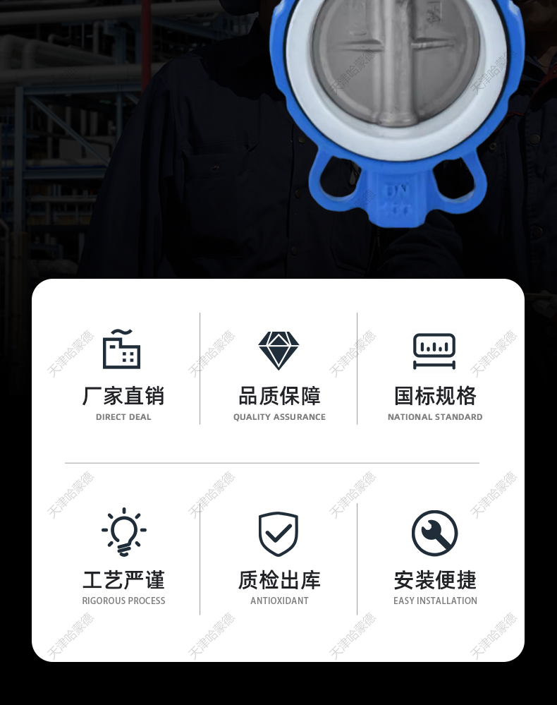 D71F-16Q哈蒙德手柄对夹式手动四氟蝶阀PTFE铁氟龙密封DN50 65 80 100 150.jpg