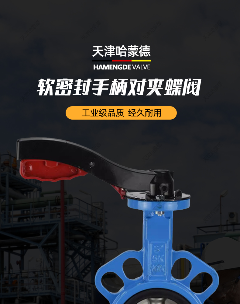 哈蒙德D71X-16Q手柄对夹蝶阀手动304板EPDM密封DN40 50 65 80 100 125 150.jpg