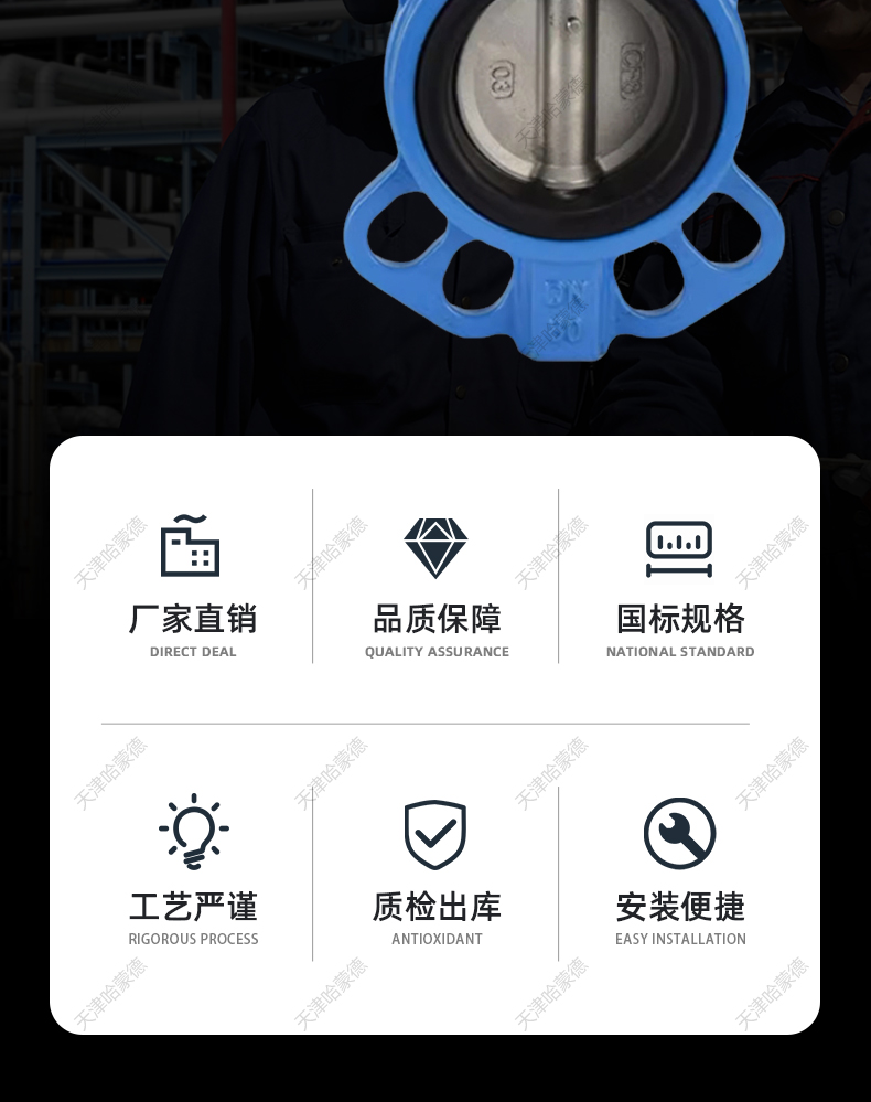 哈蒙德D71X-16Q手柄对夹蝶阀手动304板EPDM密封DN40 50 65 80 100 125 150.jpg