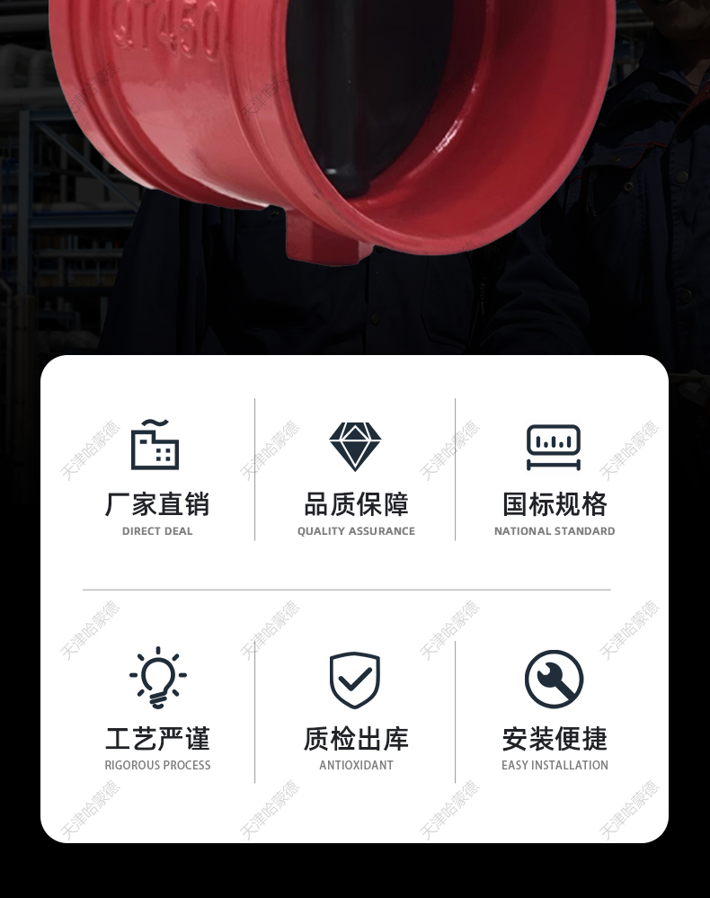 哈蒙德手柄沟槽蝶阀卡箍钢卡消防手动开关阀门D81X16Q DN80 150.jpg