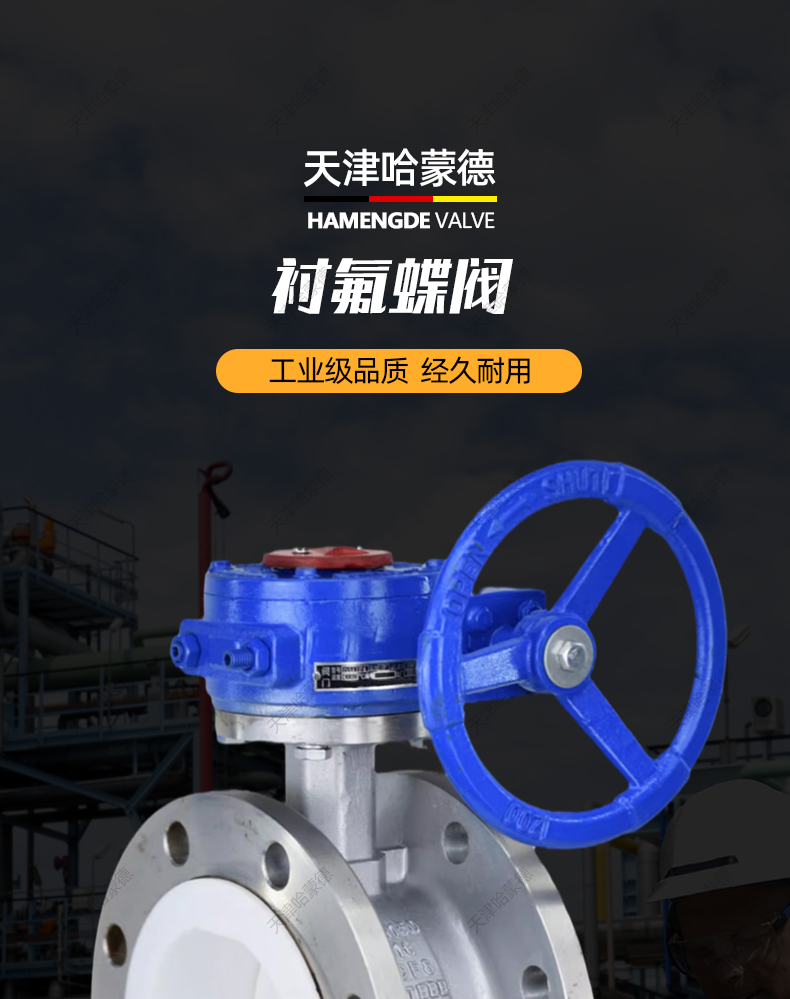 哈蒙德衬四氟蝶阀不锈钢涡轮法兰衬氟蝶阀D341F416P耐酸碱硫酸.jpg