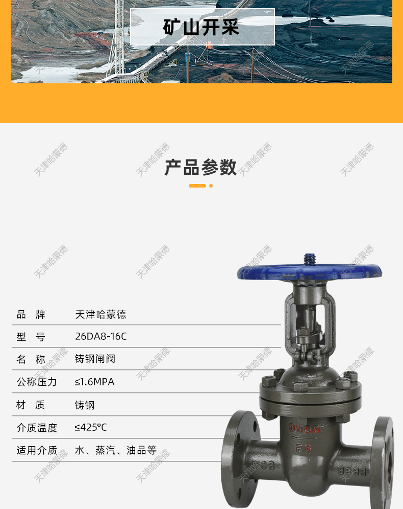 哈蒙德Z41H16C铸钢法兰闸阀DN15 20 25 32 40 50 80 100 150 200.jpg