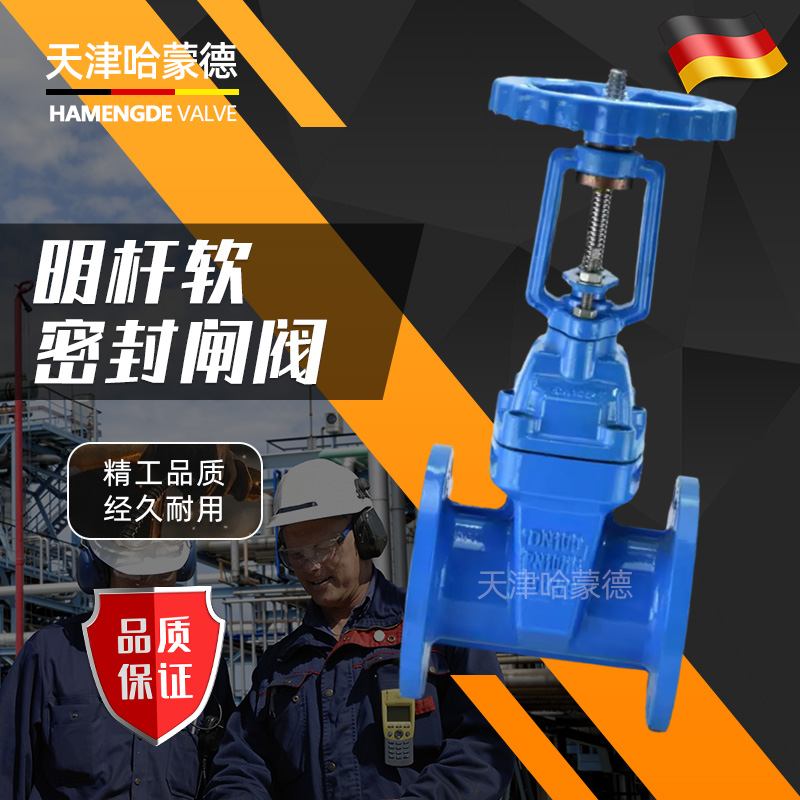 哈蒙德明杆闸阀门法兰软密封球墨铸铁消防自来水弹性座阀Z41X-16