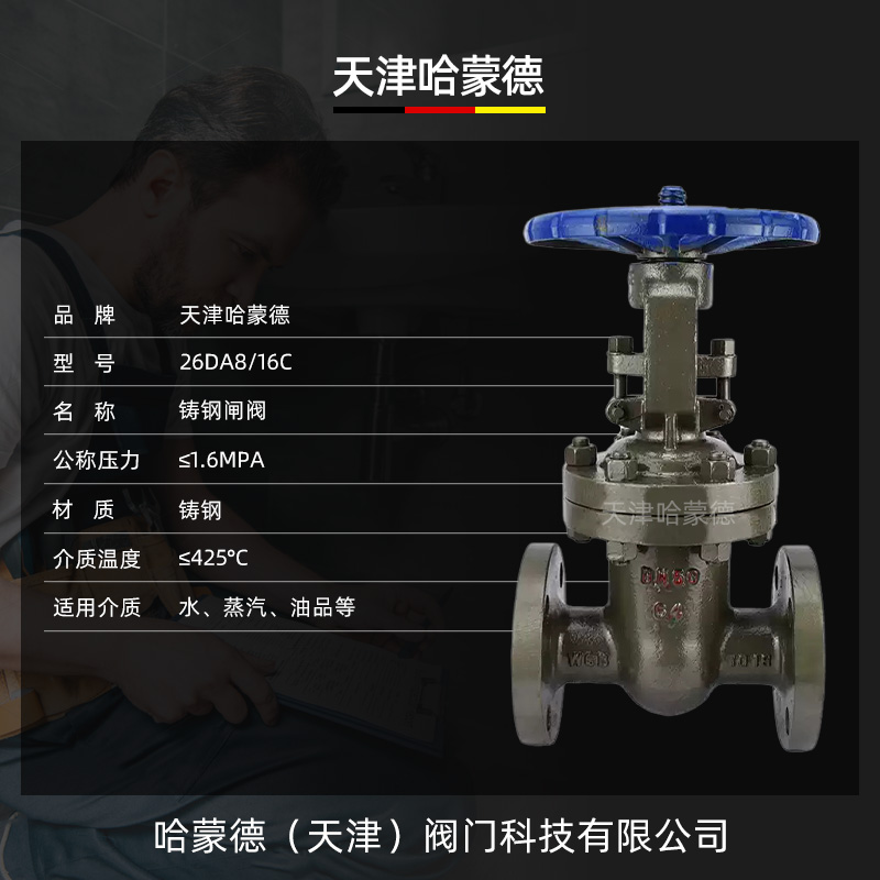 哈蒙德国标重型铸钢法兰闸阀碳钢高温高压Z41H-64C蒸汽导热油耐