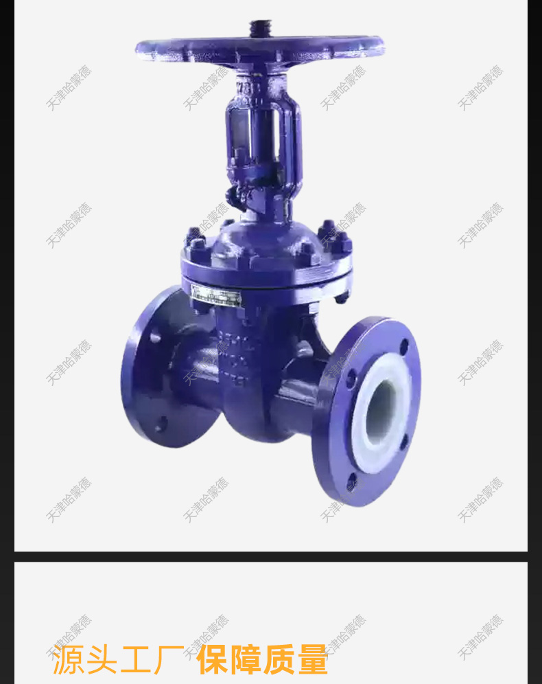 哈蒙德铸钢衬四氟法兰闸阀Z41F4616C衬氟碳钢阀门DN50 80 100.jpg