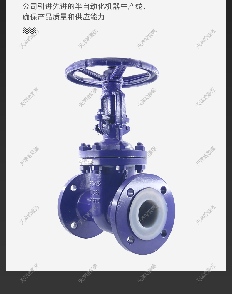 哈蒙德铸钢衬四氟法兰闸阀Z41F4616C衬氟碳钢阀门DN50 80 100.jpg