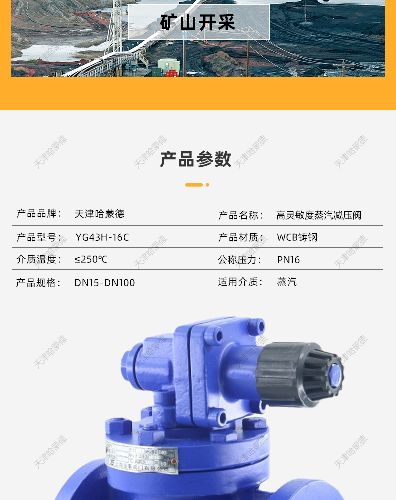 哈蒙德铸钢法兰高灵敏度蒸汽减压阀YG43H16C代替日本阀天RP6.jpg