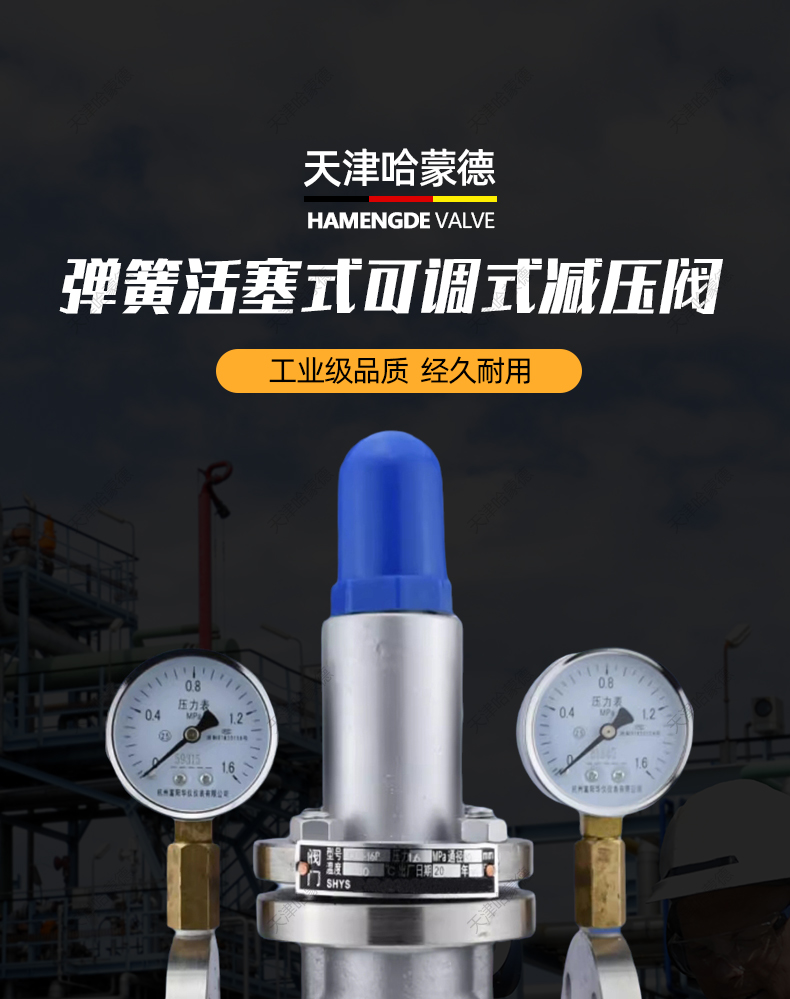 哈蒙德带压力表Y42X16P自来水弹簧活塞式可调式不锈钢法兰减压阀.jpg