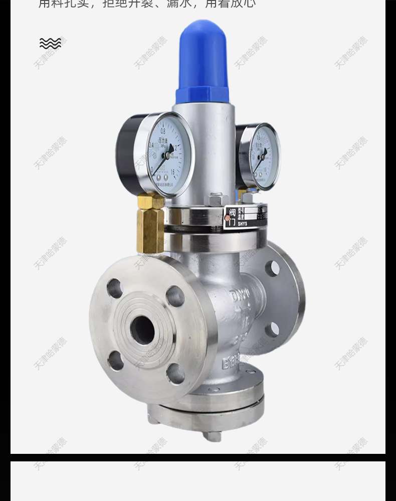 哈蒙德带压力表Y42X16P自来水弹簧活塞式可调式不锈钢法兰减压阀.jpg