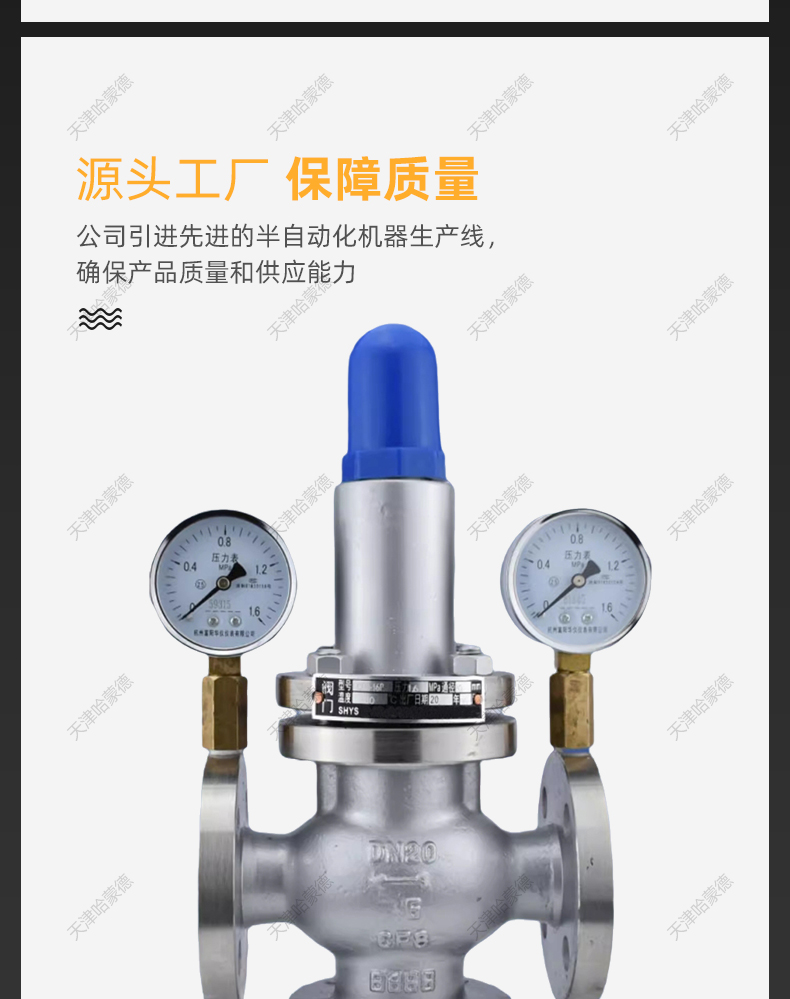 哈蒙德带压力表Y42X16P自来水弹簧活塞式可调式不锈钢法兰减压阀.jpg