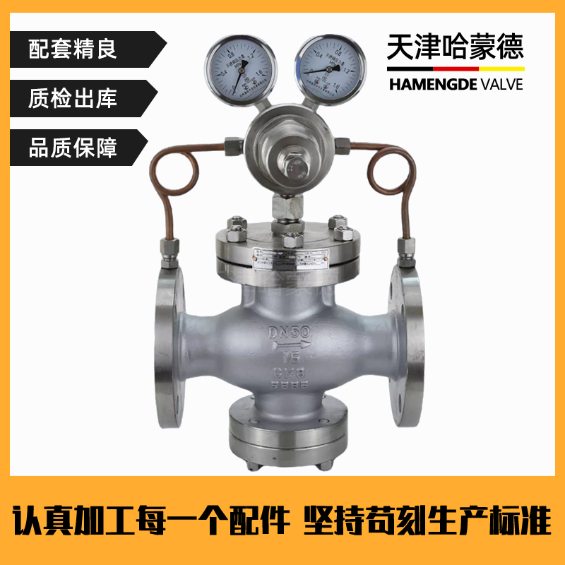 哈蒙德304不锈钢法兰可调式调压气体减压阀YK43X/F16P空氮气氨气