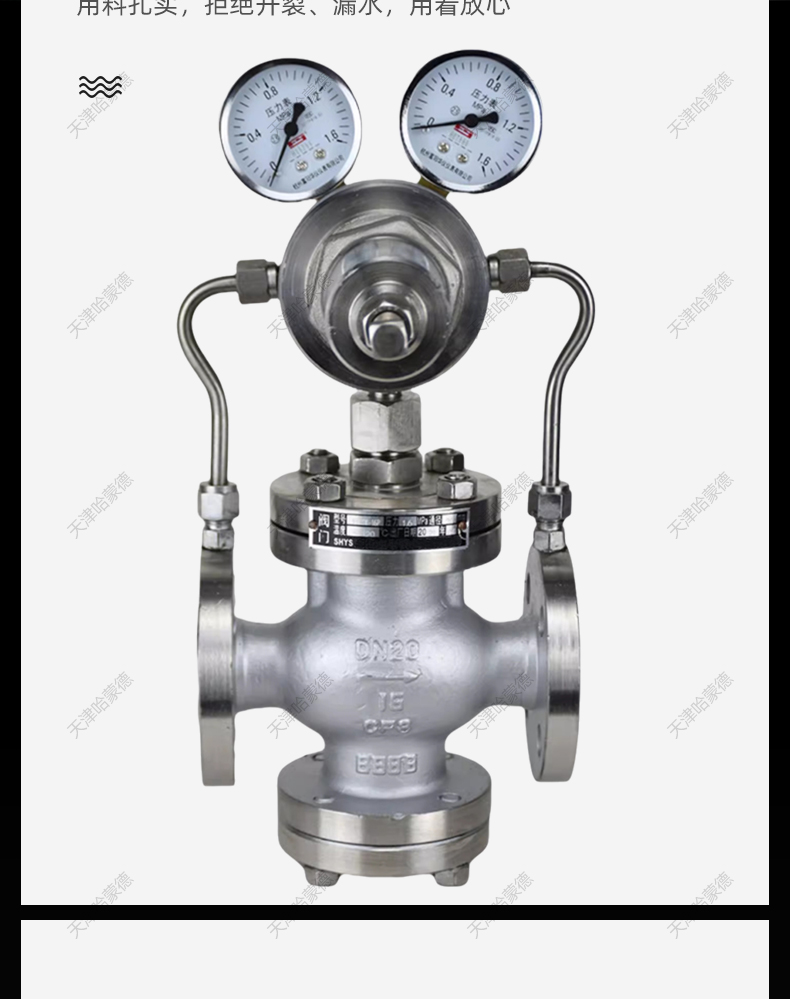 哈蒙德304不锈钢法兰可调式调压气体减压阀YK43X/F16P空氮气氨气.jpg