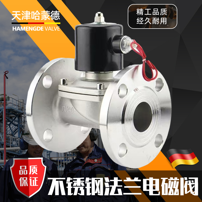 ZBSF全304不锈钢蒸汽高温电磁阀法兰式常闭常开型DC24V防爆型220V