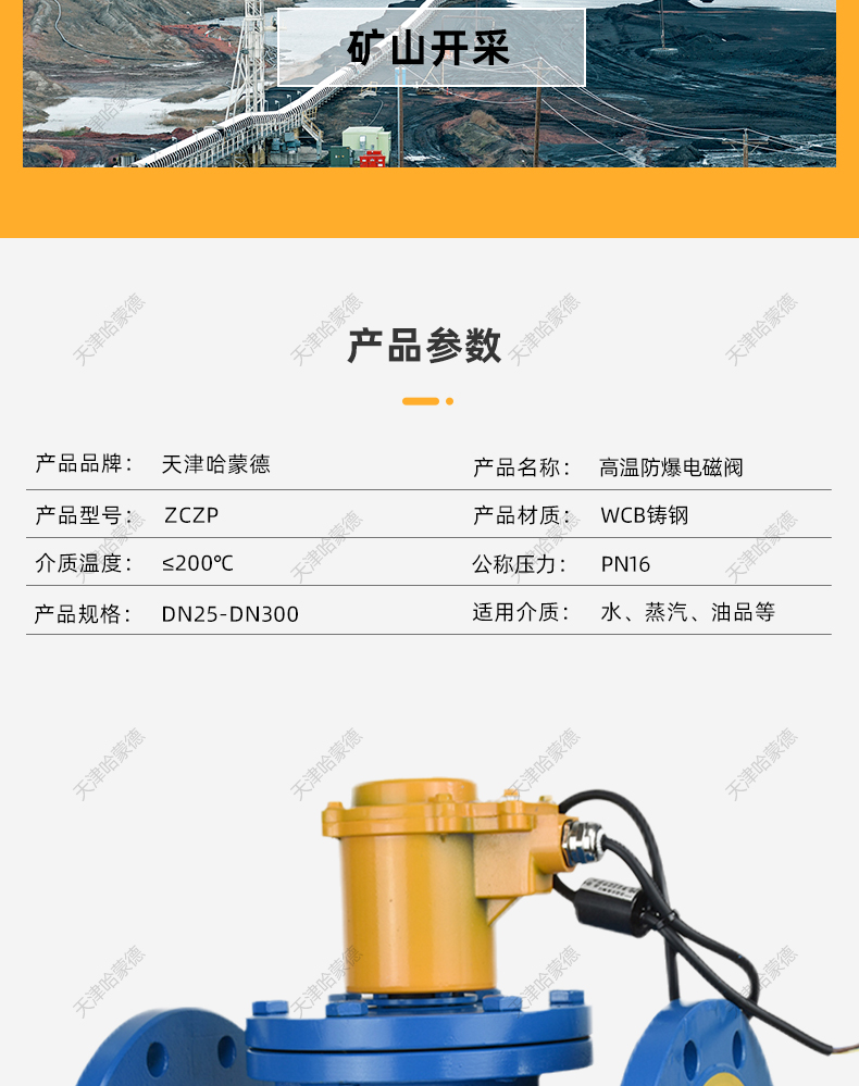 哈蒙德ZCZP16C常闭常开高温蒸汽自来水铸钢法兰防爆电磁阀AC220V.jpg