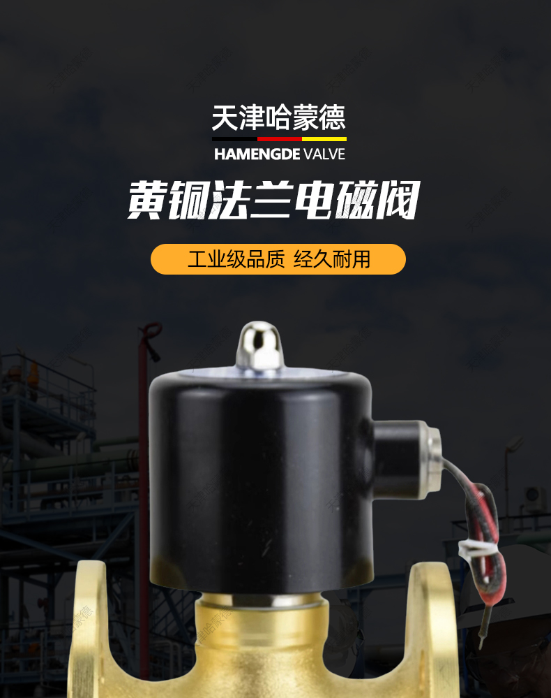 哈蒙德全铜黄铜法兰电磁阀零压启动ZQDF高温热水蒸汽AC220V常闭型.jpg